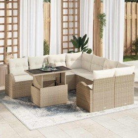 Conjunto de sofá de jardín Manual 9 pcs Beige 100 x 55 x 73 cm