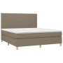Cama box spring colchón y luces LED tela gris taupe 160x200 cm de vidaXL, Camas y somieres - Ref: Foro24-3135289, Precio: 616...