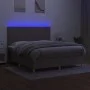 Box spring bed with mattress and LED lights taupe gray fabric 160x200 cm by vidaXL, Beds and slatted bases - Ref: Foro24-3135...