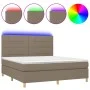 Box spring bed with mattress and LED lights taupe gray fabric 160x200 cm by vidaXL, Beds and slatted bases - Ref: Foro24-3135...