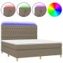 Box spring bed with mattress and LED lights taupe gray fabric 160x200 cm by vidaXL, Beds and slatted bases - Ref: Foro24-3135...