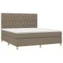 Box spring bed with mattress and LED lights taupe gray fabric 160x200 cm by vidaXL, Beds and slatted bases - Ref: Foro24-3135...