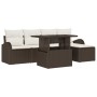 Conjunto de sofá de jardín con cojín 6 pcs Marrón Poliratán