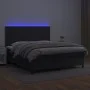 Box spring bed with mattress and LED black synthetic leather 160x200 cm by vidaXL, Beds and slatted bases - Ref: Foro24-31358...