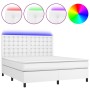 Boxspringbett mit Matratze und LED-weißem Kunstleder 160x200 cm von vidaXL, Betten und Lattenroste - Ref: Foro24-3135952, Pre...