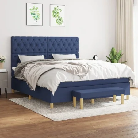 Box spring bed with blue fabric mattress 160x200 cm by vidaXL, Beds and slatted bases - Ref: Foro24-3137411, Price: 602,28 €,...