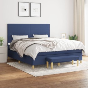 Box spring bed with blue fabric mattress 160x200 cm by vidaXL, Beds and slatted bases - Ref: Foro24-3137011, Price: 605,91 €,...