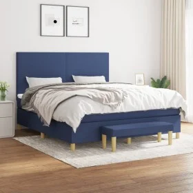 Box spring bed with blue fabric mattress 160x200 cm by vidaXL, Beds and slatted bases - Ref: Foro24-3137011, Price: 593,89 €,...