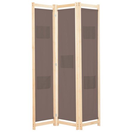 Biombo divisor de 3 paneles de tela marrón 120x170x4 cm en Divisores de ambientes | Comprar online en Foro24