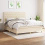 Box spring bed with cream fabric mattress 160x200 cm by vidaXL, Beds and slatted bases - Ref: Foro24-3142590, Price: 631,21 €...