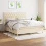 Box spring bed with cream fabric mattress 160x200 cm by vidaXL, Beds and slatted bases - Ref: Foro24-3142590, Price: 615,85 €...