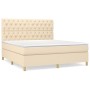 Box spring bed with cream fabric mattress 160x200 cm by vidaXL, Beds and slatted bases - Ref: Foro24-3142590, Price: 631,21 €...