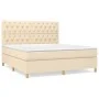 Box spring bed with cream fabric mattress 160x200 cm by vidaXL, Beds and slatted bases - Ref: Foro24-3142590, Price: 615,85 €...