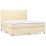 Box spring bed with cream fabric mattress 160x200 cm by vidaXL, Beds and slatted bases - Ref: Foro24-3142190, Price: 597,99 €...