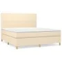 Box spring bed with cream fabric mattress 160x200 cm by vidaXL, Beds and slatted bases - Ref: Foro24-3142190, Price: 607,47 €...