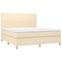 Box spring bed with cream fabric mattress 160x200 cm by vidaXL, Beds and slatted bases - Ref: Foro24-3142190, Price: 597,99 €...