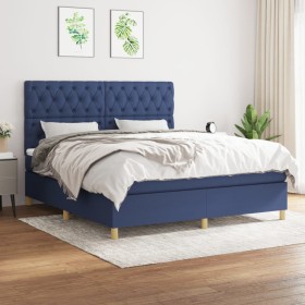 Box spring bed with blue fabric mattress 160x200 cm by vidaXL, Beds and slatted bases - Ref: Foro24-3142591, Price: 593,52 €,...