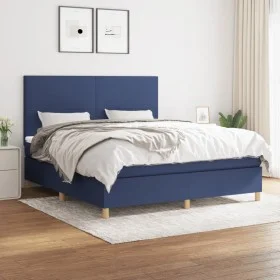 Box spring bed with blue fabric mattress 160x200 cm by vidaXL, Beds and slatted bases - Ref: Foro24-3142191, Price: 559,30 €,...