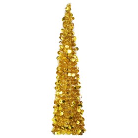 Árbol de Navidad artificial plegable PET dorado 150 cm