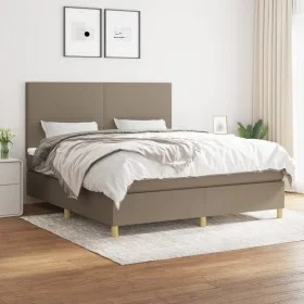 Box spring bed with taupe gray fabric mattress 160x200 cm by vidaXL, Beds and slatted bases - Ref: Foro24-3142189, Price: 614...