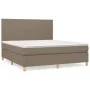 Box spring bed with taupe gray fabric mattress 160x200 cm by vidaXL, Beds and slatted bases - Ref: Foro24-3142189, Price: 614...