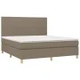 Box spring bed with taupe gray fabric mattress 160x200 cm by vidaXL, Beds and slatted bases - Ref: Foro24-3142189, Price: 614...