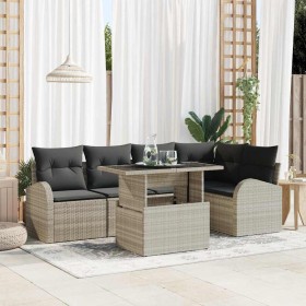 Conjunto de sofá de jardín 6 pcs Gris claro 100 x 55 x 73 cm Conjunto de sofá de jardín 6 pcs Gris claro 100 x 55 x 73 cm