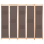 Biombo divisor de 5 paneles de tela marrón 200x170x4 cm