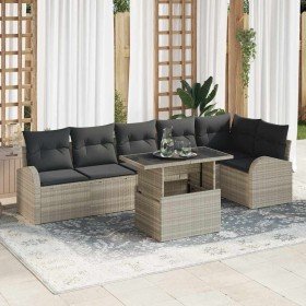 Conjunto de sofá de jardín 7 pcs Gris claro 100 x 55 x 73 cm