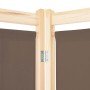 Biombo divisor de 5 paneles de tela marrón 200x170x4 cm