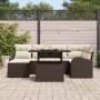Conjunto de sofá de jardín 7 pcs Marrón Poliratán