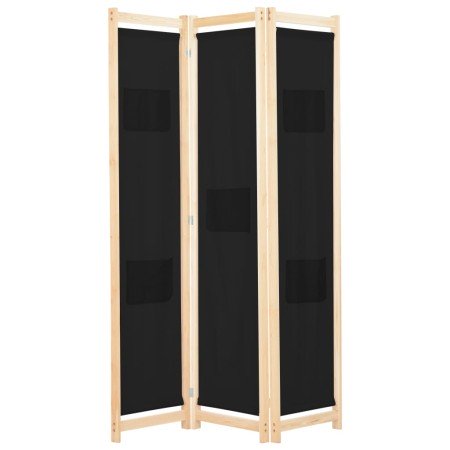 Biombo divisor 3 paneles de tela negro 120x170x4 cm en Divisores de ambientes | Comprar online en Foro24