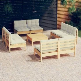 Gartenmöbel 9 Stück Kissen aus cremefarbenem Kiefernholz von vidaXL, Gartensets - Ref: Foro24-3096046, Preis: 647,54 €, Rabat...