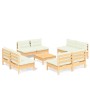 Muebles de jardín 9 piezas cojines madera de pino color crema de vidaXL, Conjuntos de jardín - Ref: Foro24-3096046, Precio: 7...