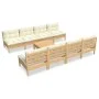 Garden furniture 9 pieces and cushions solid cream pine wood by vidaXL, Garden sets - Ref: Foro24-3096142, Price: 686,80 €, D...