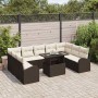 Conjunto de sofá de jardín 10 pcs Marrón Poliratán
