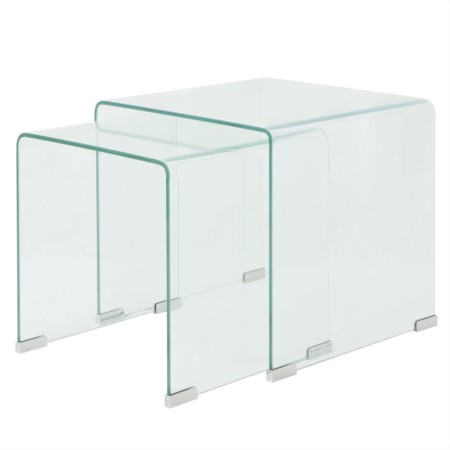 Set of two stackable clear tempered glass coffee tables by vidaXL, Coffee table - Ref: Foro24-244191, Price: 157,53 €, Discou...