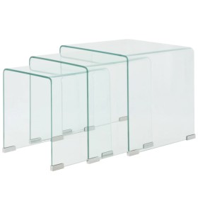 Set of three stackable clear tempered glass coffee tables by vidaXL, Coffee table - Ref: Foro24-244190, Price: 193,96 €, Disc...
