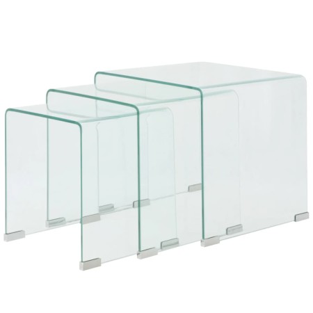 Set of three stackable clear tempered glass coffee tables by vidaXL, Coffee table - Ref: Foro24-244190, Price: 190,54 €, Disc...