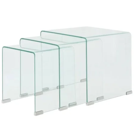 Set of three stackable clear tempered glass coffee tables by vidaXL, Coffee table - Ref: Foro24-244190, Price: 198,90 €, Disc...