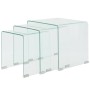 Set of three stackable clear tempered glass coffee tables by vidaXL, Coffee table - Ref: Foro24-244190, Price: 190,54 €, Disc...
