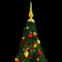 Árbol de Navidad artificial con bolas y luces LED verde 210 cm