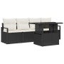 Conjunto de sofá de jardín 5 pcs Negro Poliratán
