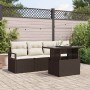 Conjunto de sofá de jardín 5 pcs Marrón Poliratán