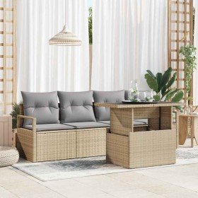 Conjunto de sofá de jardín 5 pcs Beige Poliratán Conjunto de sofá de jardín 5 pcs Beige Poliratán