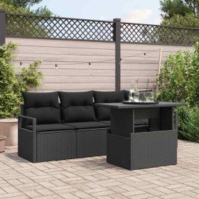 Conjunto de sofá de jardín 5 pcs Negro Poliratán Conjunto de sofá de jardín 5 pcs Negro Poliratán