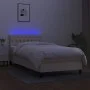 Box spring bed mattress and LED lights cream fabric 100x200 cm by vidaXL, Beds and slatted bases - Ref: Foro24-3133378, Price...