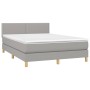 Boxspringbettmatratze und LED-Leuchten hellgrauer Stoff 140x190 cm von vidaXL, Betten und Lattenroste - Ref: Foro24-3133629, ...