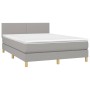 Box spring bed mattress and LED lights light gray fabric 140x190 cm by vidaXL, Beds and slatted bases - Ref: Foro24-3133549, ...