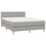 Box spring bed mattress and LED lights light gray fabric 140x190 cm by vidaXL, Beds and slatted bases - Ref: Foro24-3133549, ...